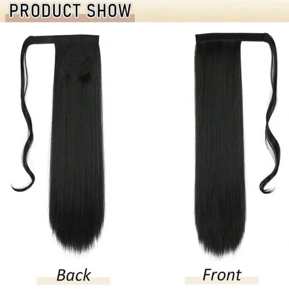 22 Inches Black Long Synthetic Wrapped Ponytail Extension - Picture 5 of 6